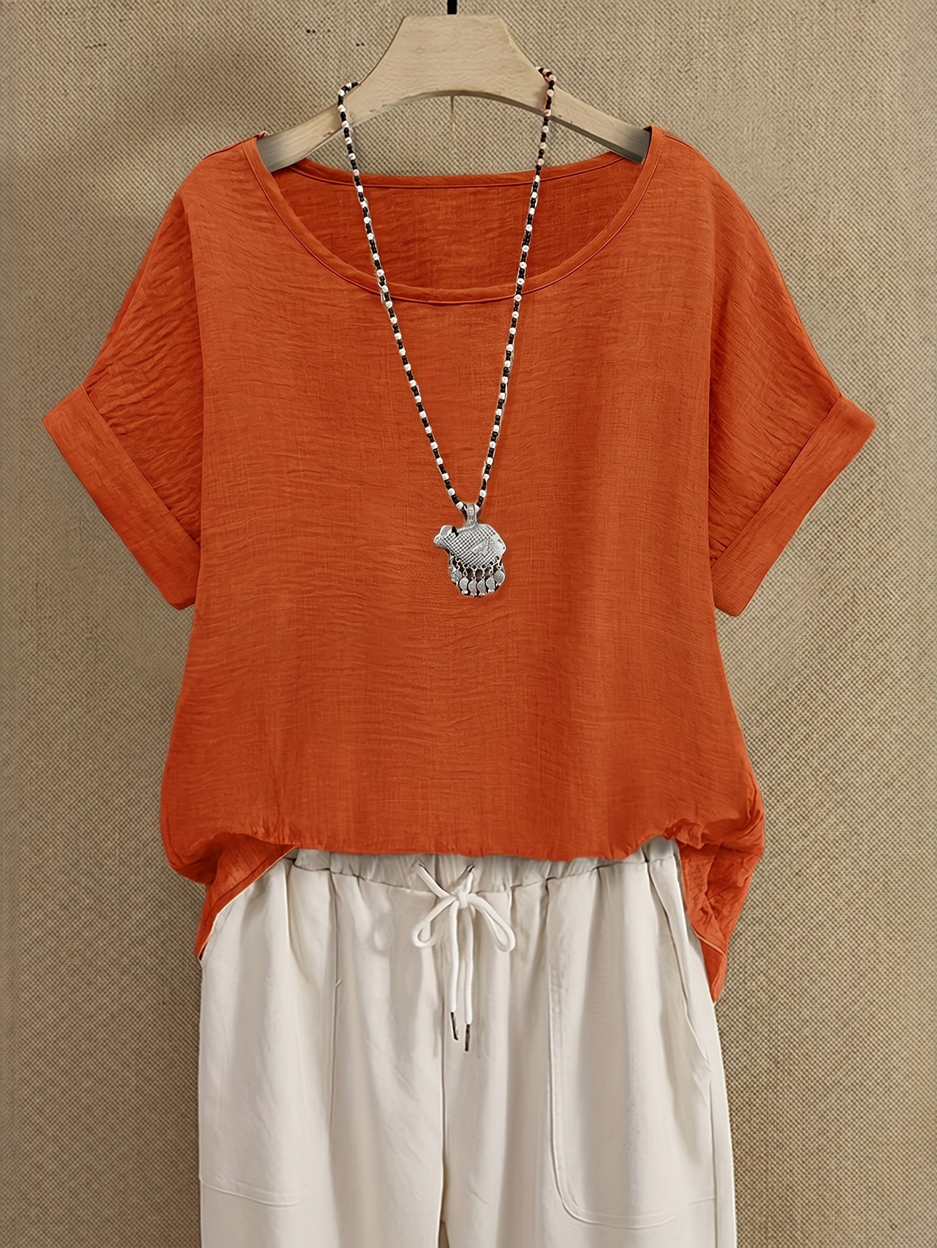 Women's Summer Blouse Short Sleeve Loose Elegant Casual Top
