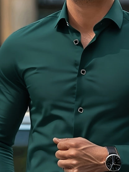 Men's Business Slim Fit Long Sleeve Shirt – Elegant Look for Office and Leisure