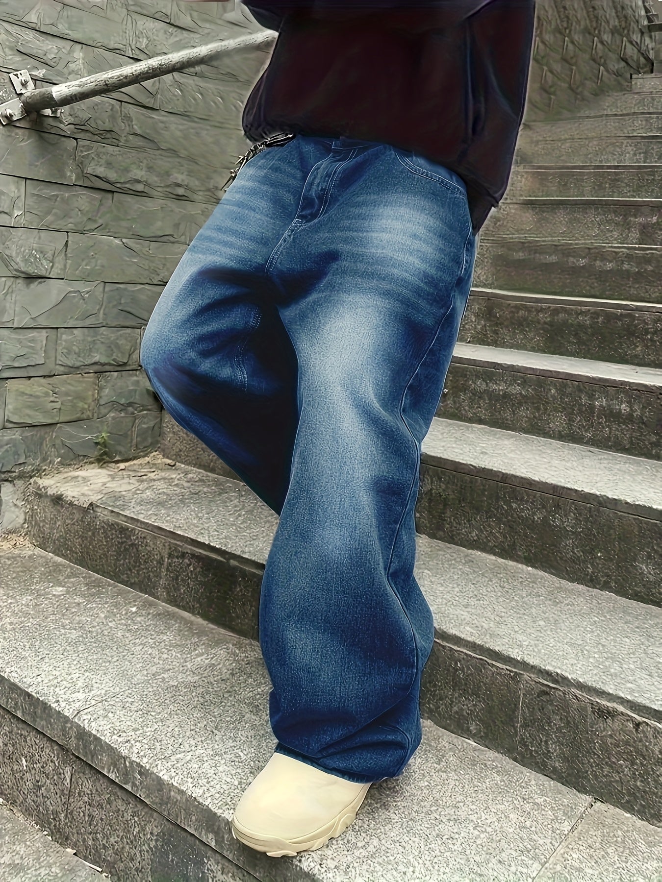 Wide Baggy Jeans Trousers Dark Blue Unisex