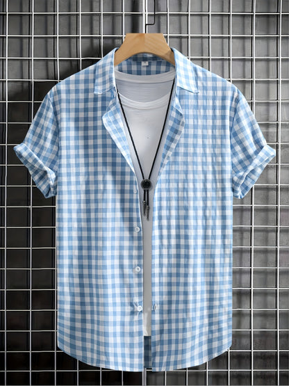 Herren Kurzarm Freizeithemd Kariert – Modernes Button-Down für Alltag und Freizeit