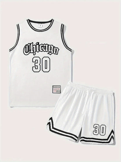 Men's Basketball Jersey Set Chicago 30 Sports Tank Top and Shorts for Fitness & Leisure