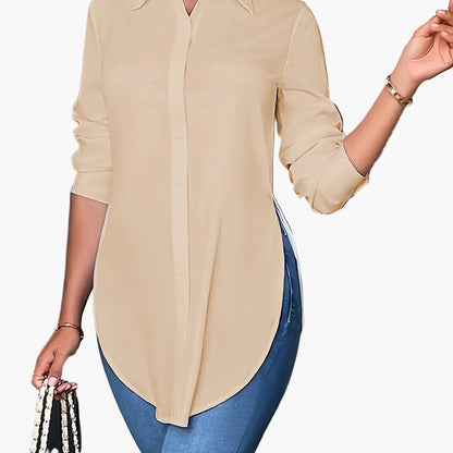Women's Long-Sleeve Blouse Elegant Business Casual Shirt Tunic