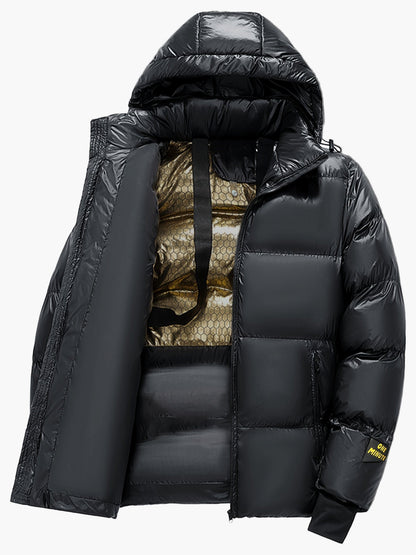 Herren Daunen-Steppjacke mit Kapuze für Outdoor und Alltag – Winterjacke im sportlichen Stil