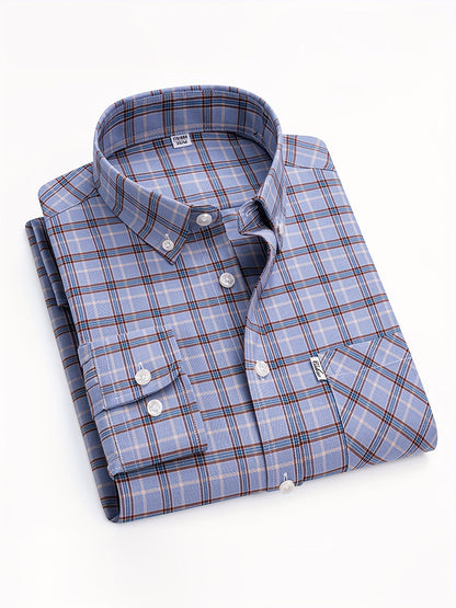 Men's Casual Shirt Checked – Modern Long-Sleeve Shirt for Everyday & Office