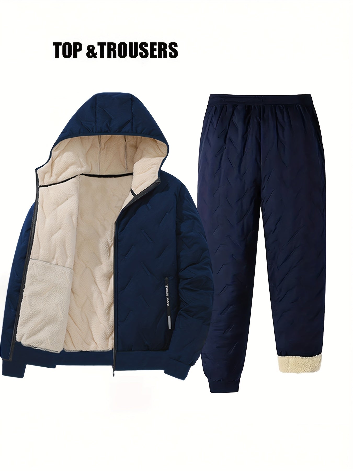 Quilted men's tracksuit, lined, with hood, 2-piece
