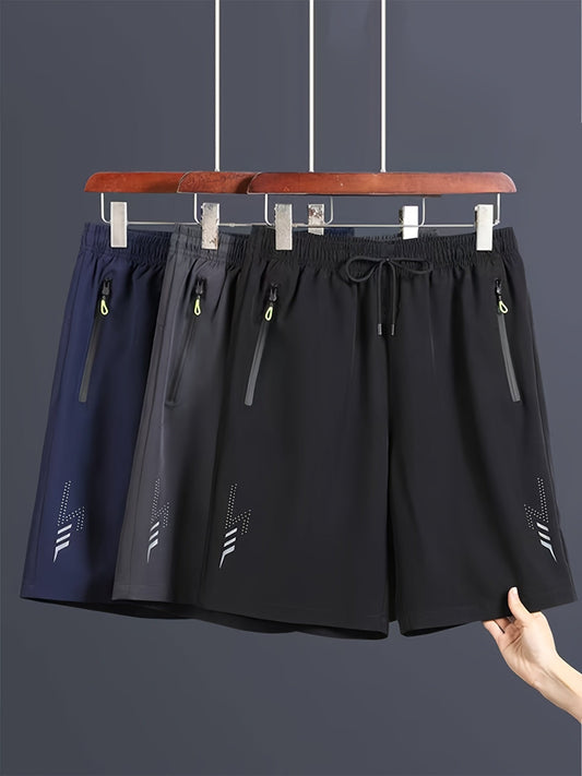 Men's sports shorts with zippered pockets for leisure and training