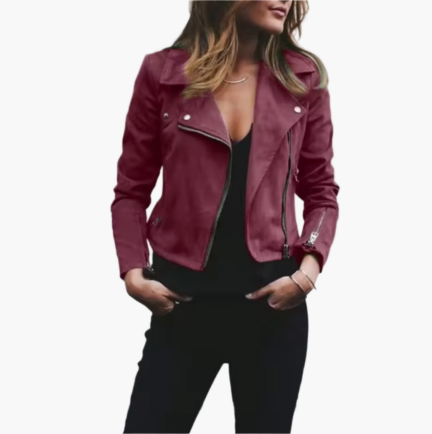 Women's Biker Jacket Short Modern Street Style Casual