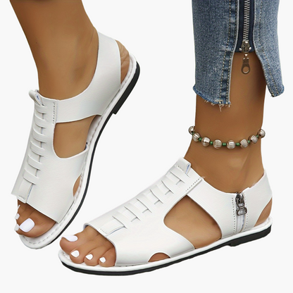 Damen Sommer-Sandalen mit Reißverschluss und offener Spitze – Stilvolle Freizeitschuhe für Alltag & Urlaub