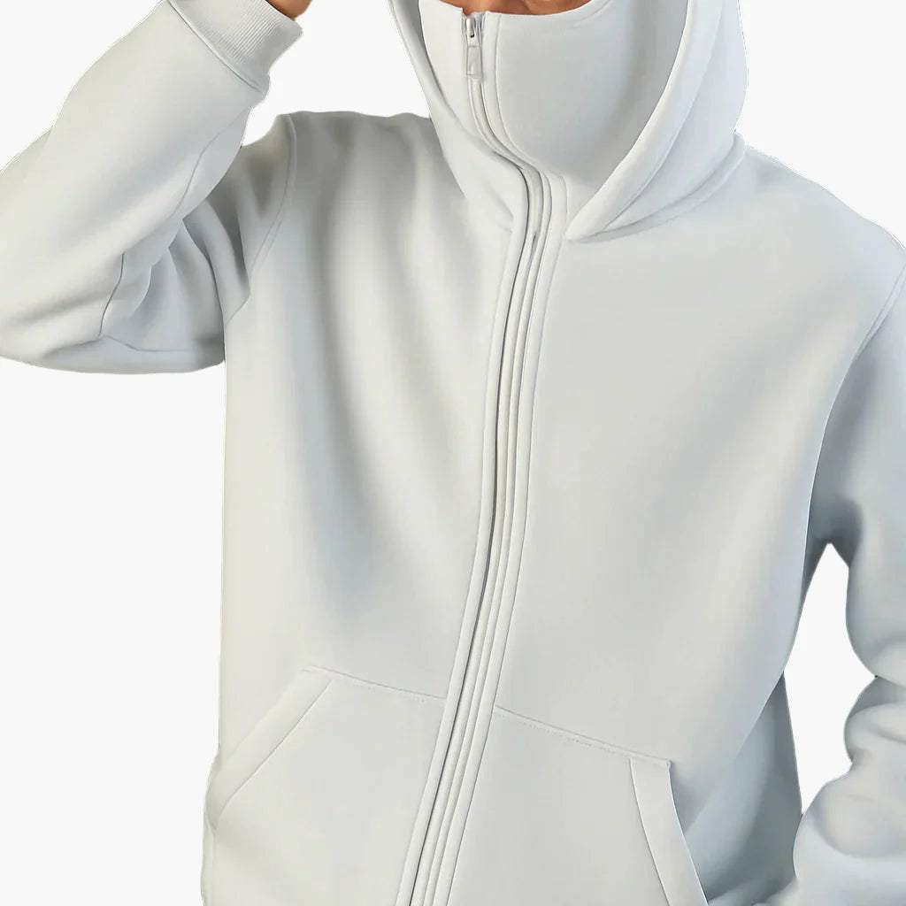 Unisex Urban Tech Zip Hoodie with integrated balaclava – Streetwear for everyday & outdoor