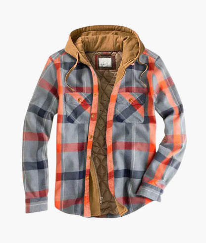 Men's transitional jacket with hood – checked urban design, comfort and style for everyday life and leisure