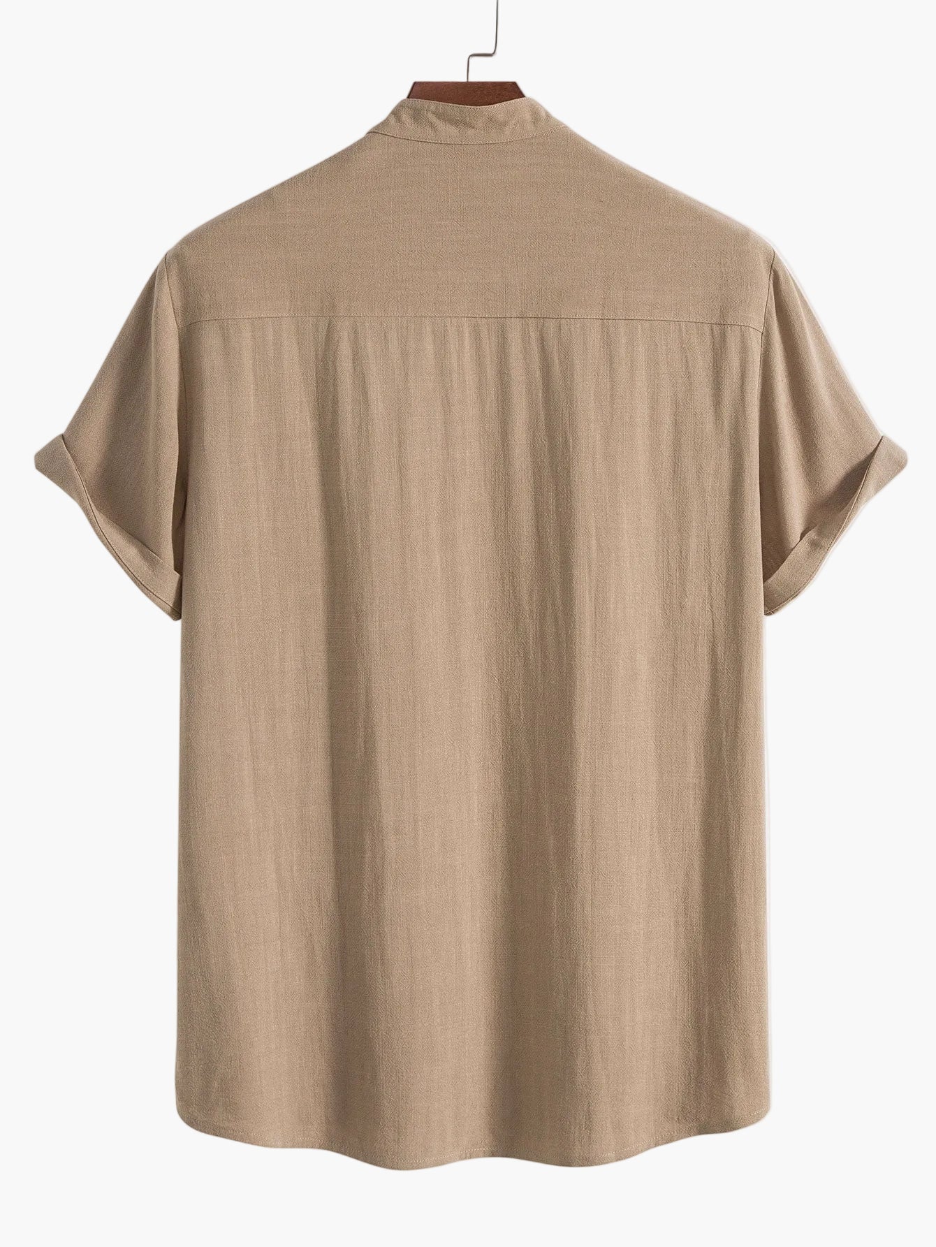 Men's Short-Sleeve Casual Shirt with Stand-Up Collar – Modern Summer Shirt for Everyday and Vacation