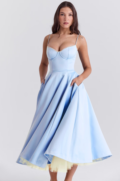 Women's Festive Strapless Dress in Vintage Style for Special Occasions and Evening Events