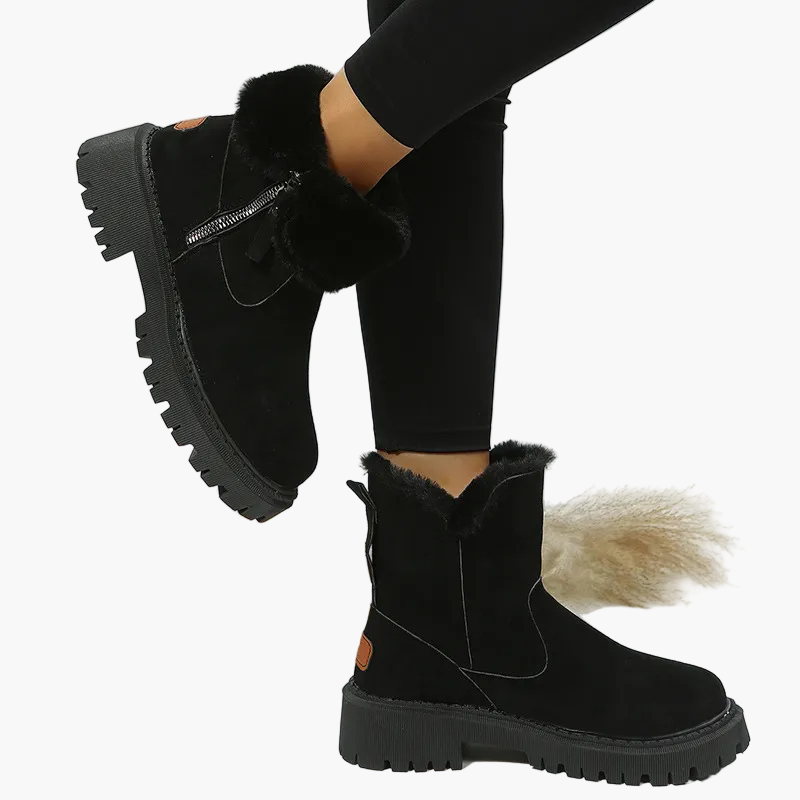 Women's winter ankle boots with warm lining and tread sole – fashionable and comfortable boots for everyday and leisure use