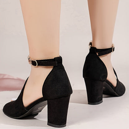 Women's Block Heel Sandals – Elegant Open Evening Shoes with Ankle Strap