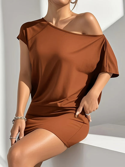 Women's Off-Shoulder Mini Dress in Casual Style – Perfect for Everyday & Going Out