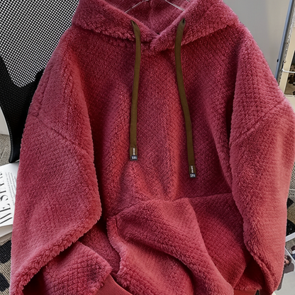 Unisex Flauschiger Hoodie mit Kapuze und Kängurutasche