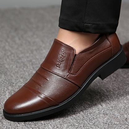 Men's lined winter business slippers, black/dark brown, elegant