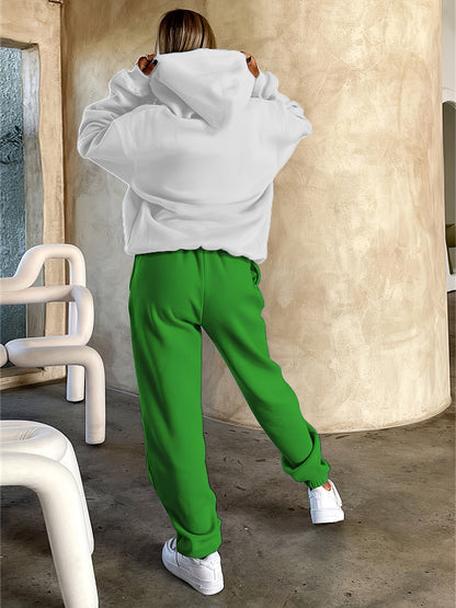Unisex Hoodie Set Weiß mit Motiv & Jogginghose in passender Farbe