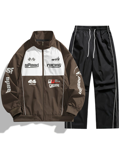Unisex Trainingsanzug Racing-Design mit Reißverschlussjacke und Hose