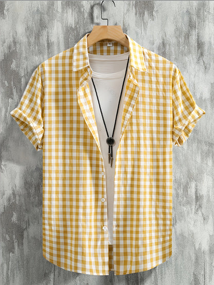 Herren Kurzarm Freizeithemd Kariert – Modernes Button-Down für Alltag und Freizeit