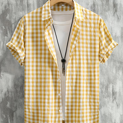Herren Kurzarm Freizeithemd Kariert – Modernes Button-Down für Alltag und Freizeit