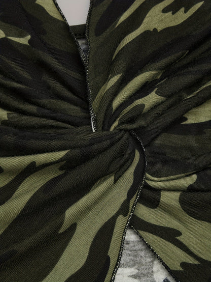 Women's Camouflage Handkerchief Camisole Top for Streetwear and Festivals