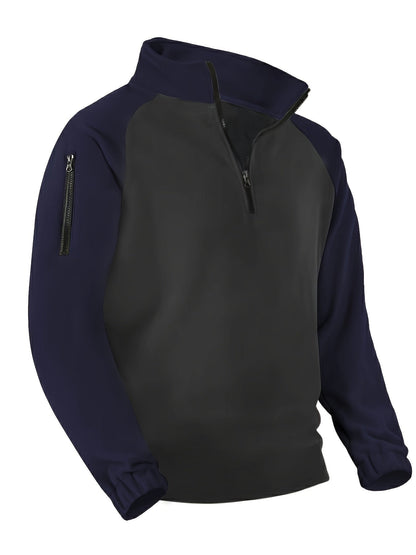 Men's half-zip pullover with fleece look and raglan sleeves