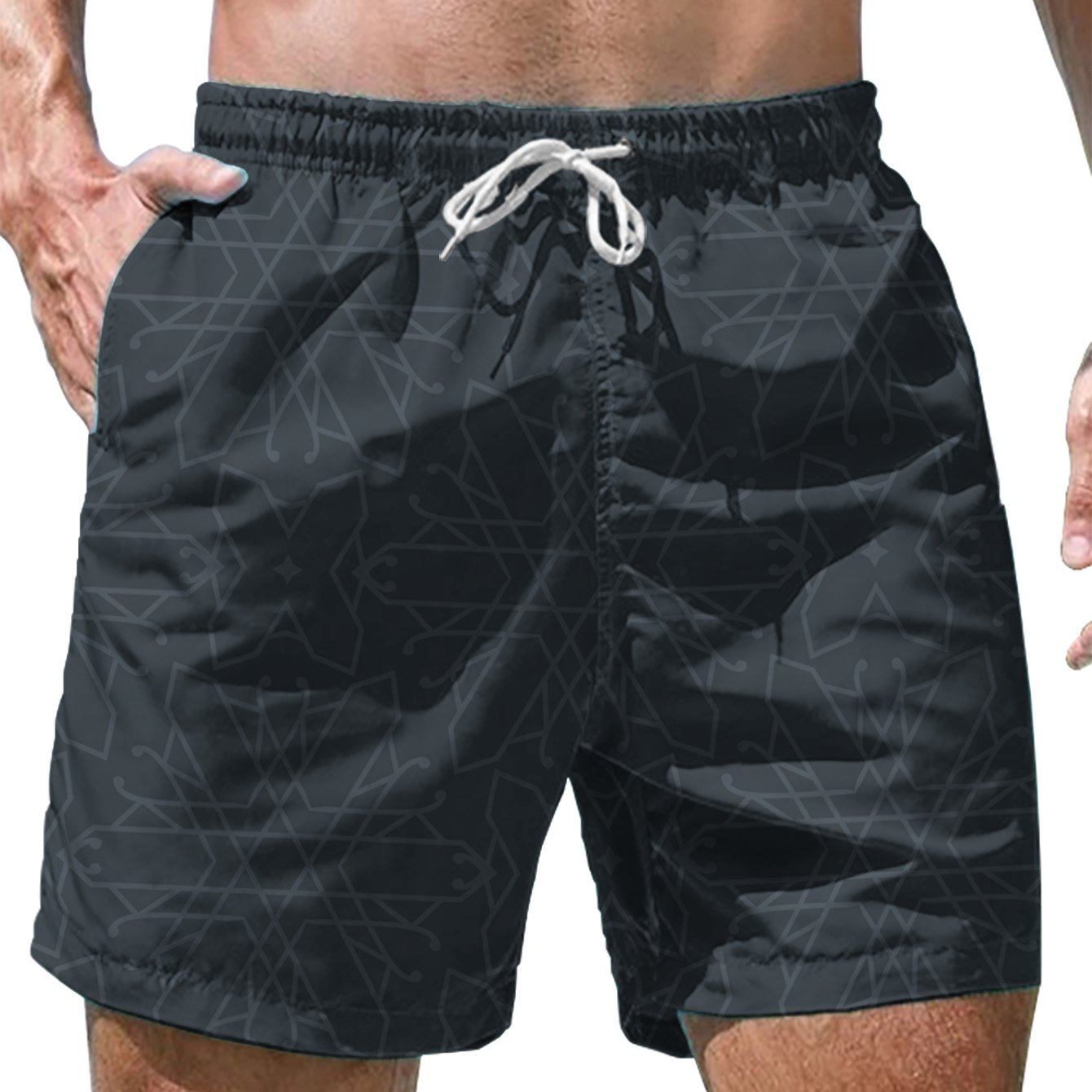 Men's swim shorts with modern print – Comfortable casual pants for beach and pool