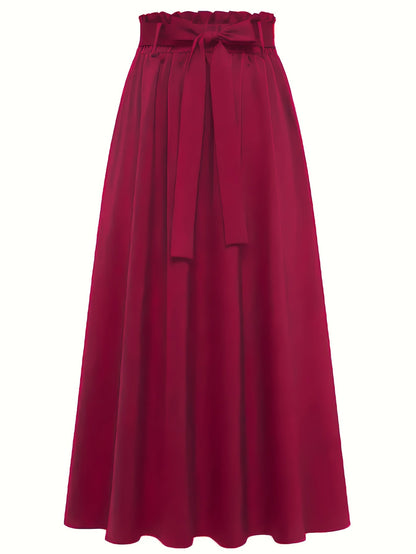 Women's Maxi Skirt with High Waist and Bow – Elegant Casual Skirt for Spring and Summer
