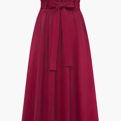 Women's Maxi Skirt with High Waist and Bow – Elegant Casual Skirt for Spring and Summer