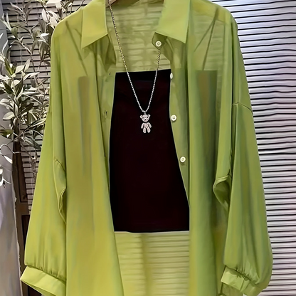 Women's Two-Piece Set – Elegant Shirt and Bandeau Top for a Modern Layered Look