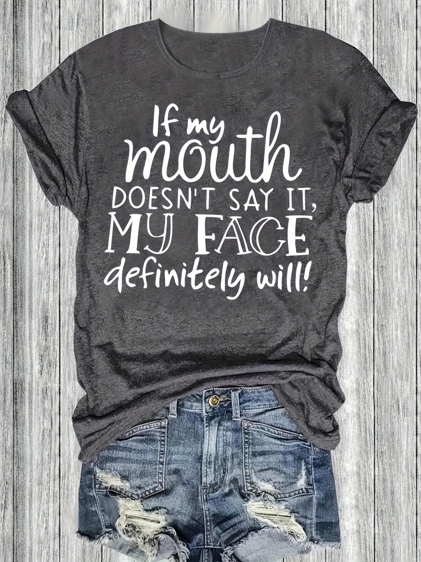 Women's Funny Statement T-Shirt with Saying – Loose Summer Top for Everyday & Leisure