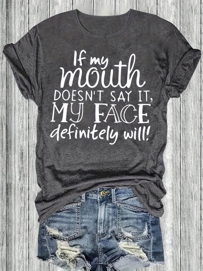 Women's Funny Statement T-Shirt with Saying – Loose Summer Top for Everyday & Leisure