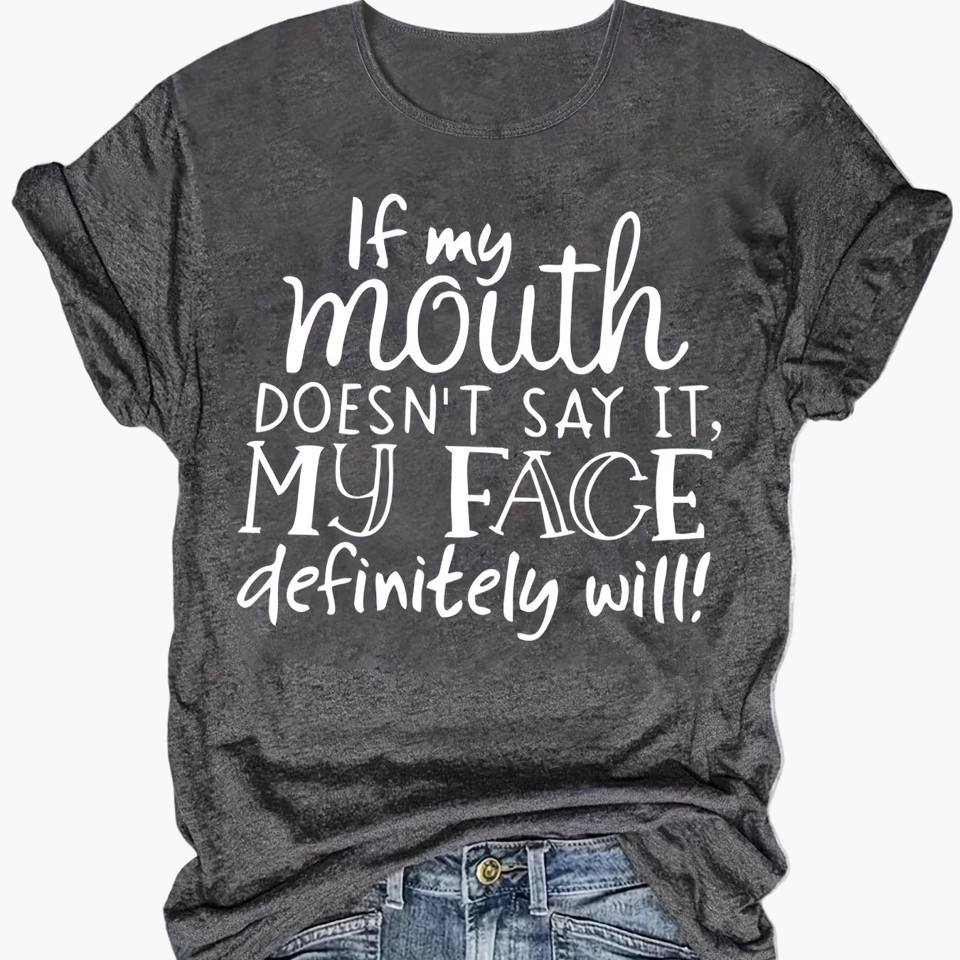 Women's Funny Statement T-Shirt with Saying – Loose Summer Top for Everyday & Leisure