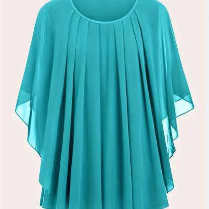 Women's Elegant Flowing Chiffon Cape Top for Going Out – Oversized Style