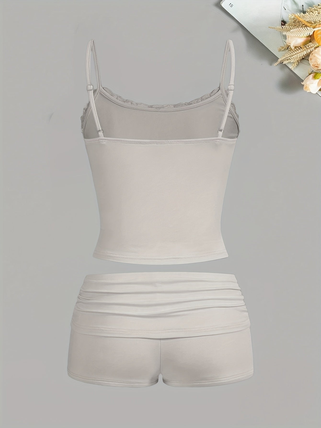 Women's Loungewear Set Two-Piece – Elegant Crop Top and Shorts for Spring & Summer
