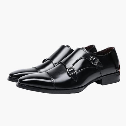 Men's Double Buckle Business Loafers – Elegant Dress Shoes for Everyday & Office Use