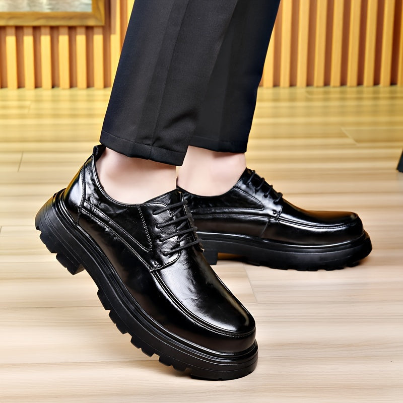 Men's Vintage Lace-Up Shoes for Everyday & Leisure – Fashionable Oxfords with Round Toe