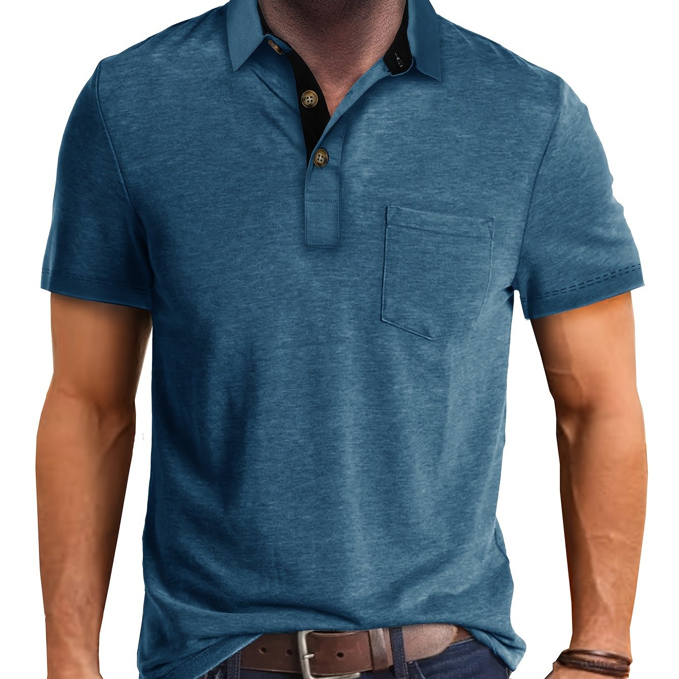Men's Polo Shirt with Chest Pocket – Modern, Casual Polo Shirt for Everyday and Leisure Wear