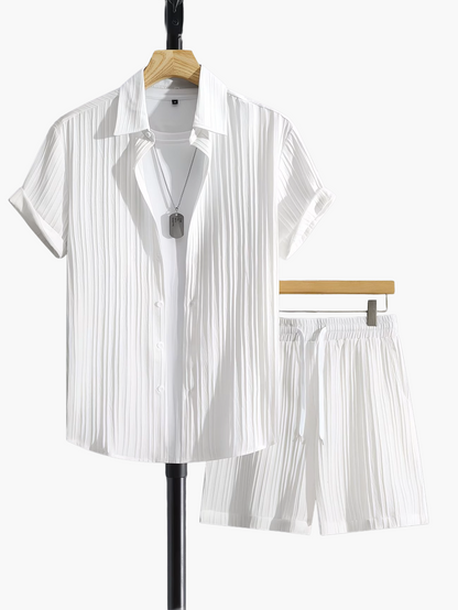 Men's Casual Set – Short-Sleeve Shirt and Shorts, Modern Summer Outfit, Sporty Look