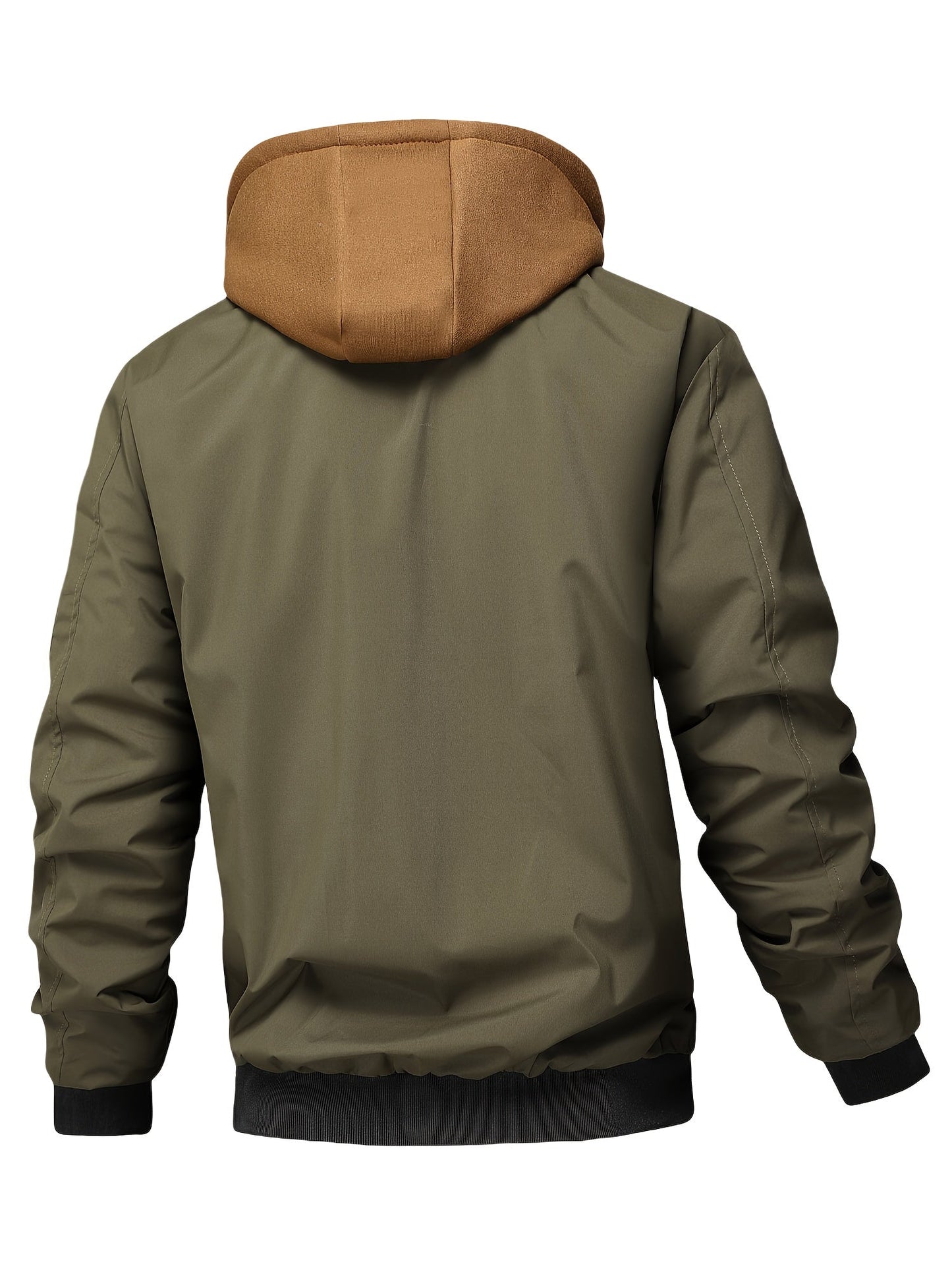Herren Bomberjacke mit Kapuze Steppfutter Kariert Beige