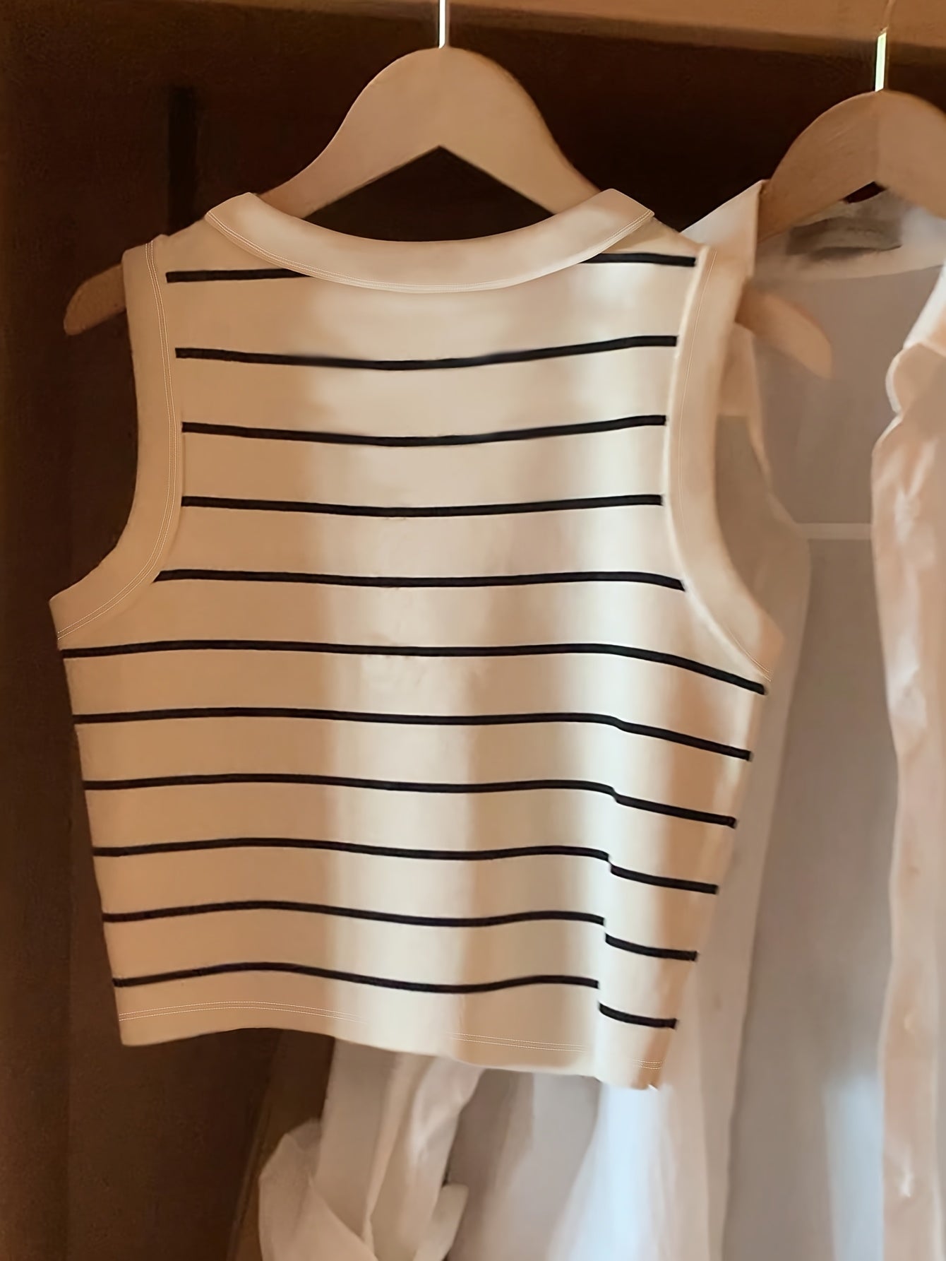 Women's Sleeveless Striped Top in Preppy Style for Everyday and Leisure