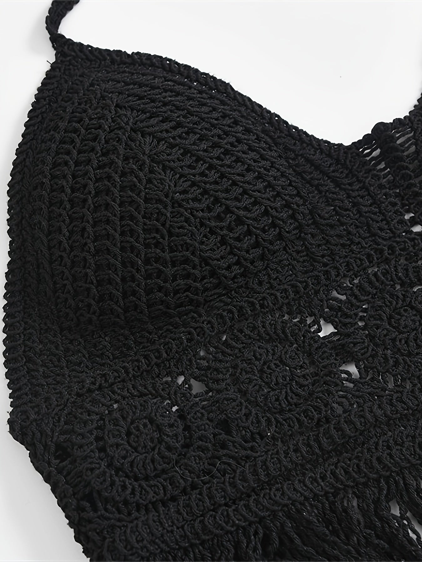 Women's Boho Crochet Bralette Halter Top with Fringe – Festival & Summer Beachwear