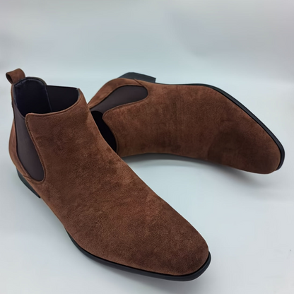 Chelsea boots for men, suede-look, elastic side panel, low heel