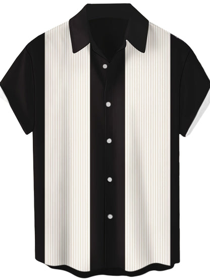 Men's Short Sleeve Bowling Shirt Regular Fit – Retro Casual Style for Everyday & Summer