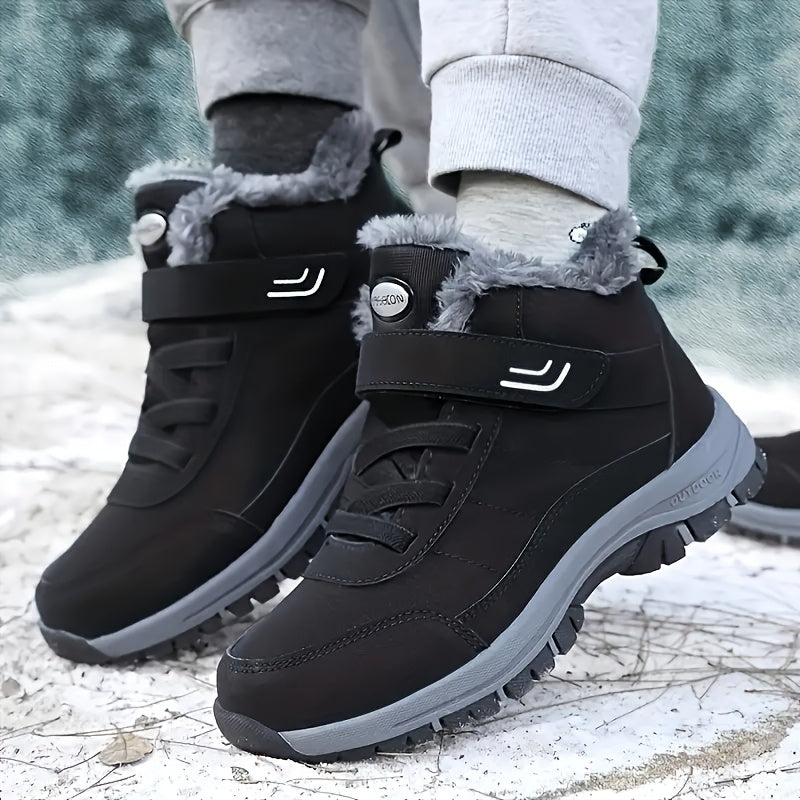 Winterstiefel gefüttert mit Klettverschluss und Schnürung, rutschfeste Sohle
