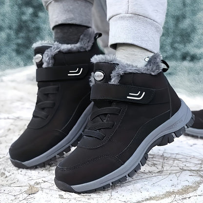 Winterstiefel gefüttert mit Klettverschluss und Schnürung, rutschfeste Sohle