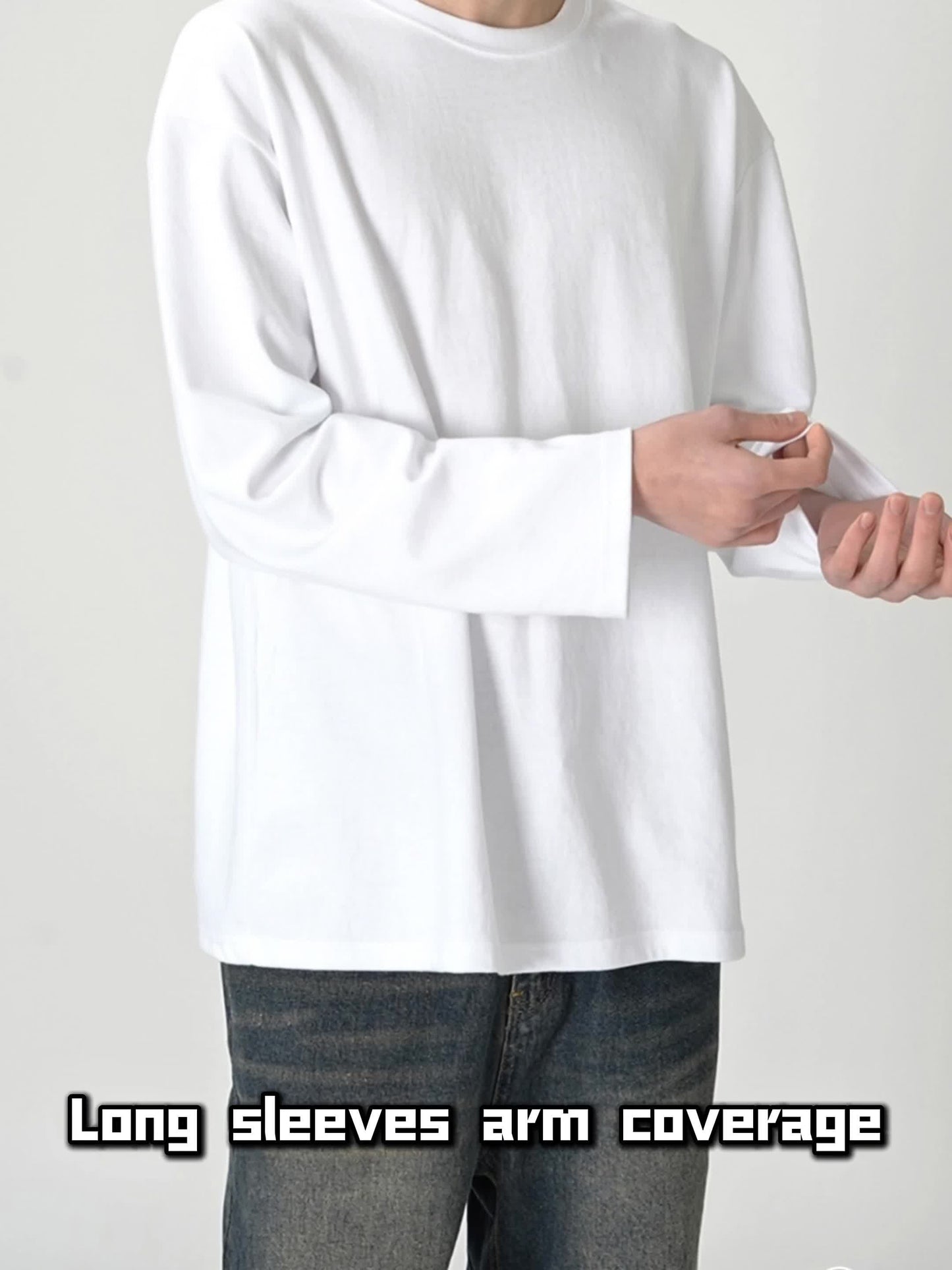 Unisex long-sleeve crew-neck basic shirt, black