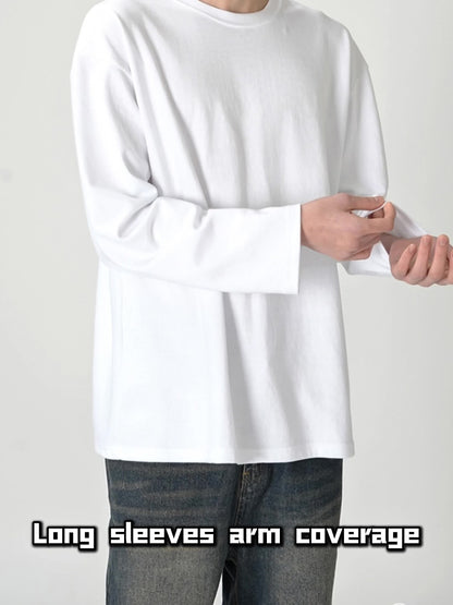 Unisex long-sleeve crew-neck basic shirt, black