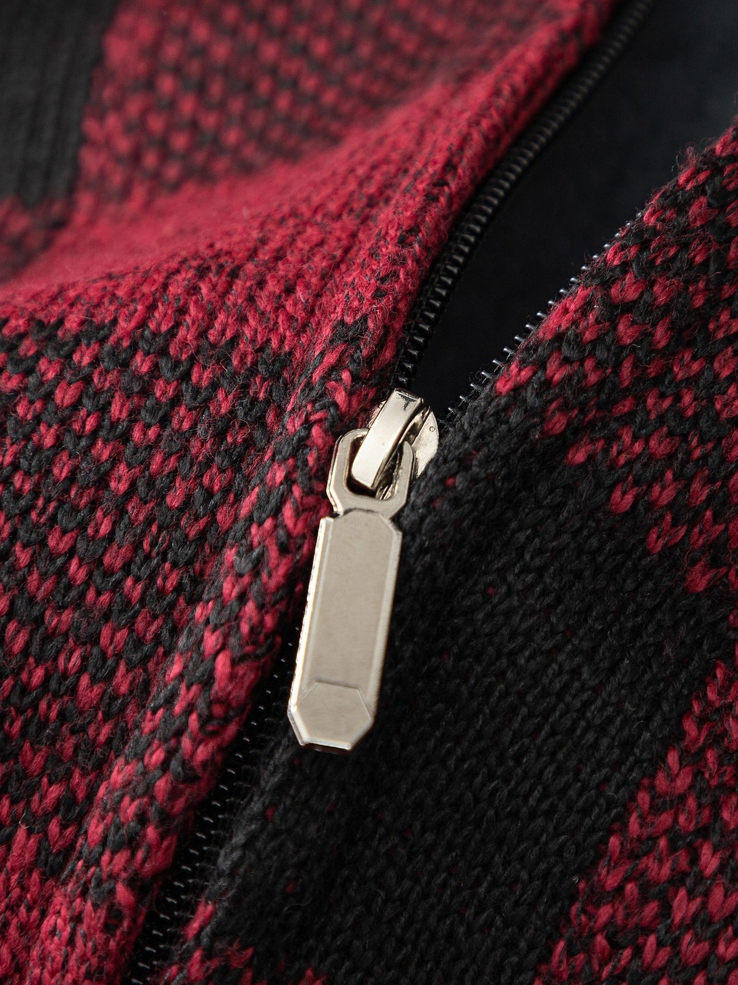 Herren Karierte Strickjacke mit Kapuze und Reißverschluss, gefüttert